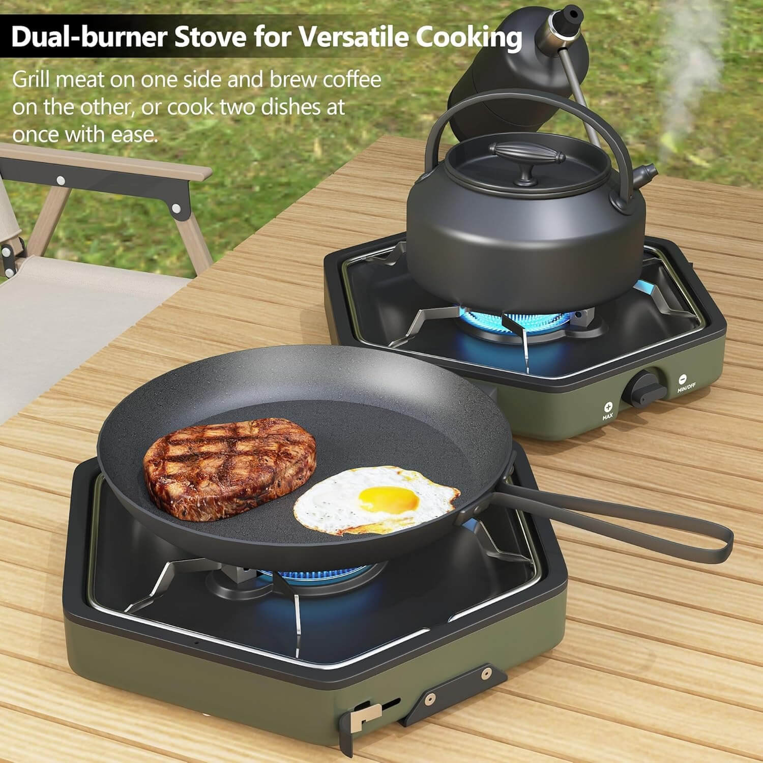 17,000 BTU Propane 2-Burner Foldalbe Camping Stove 01-goods 01