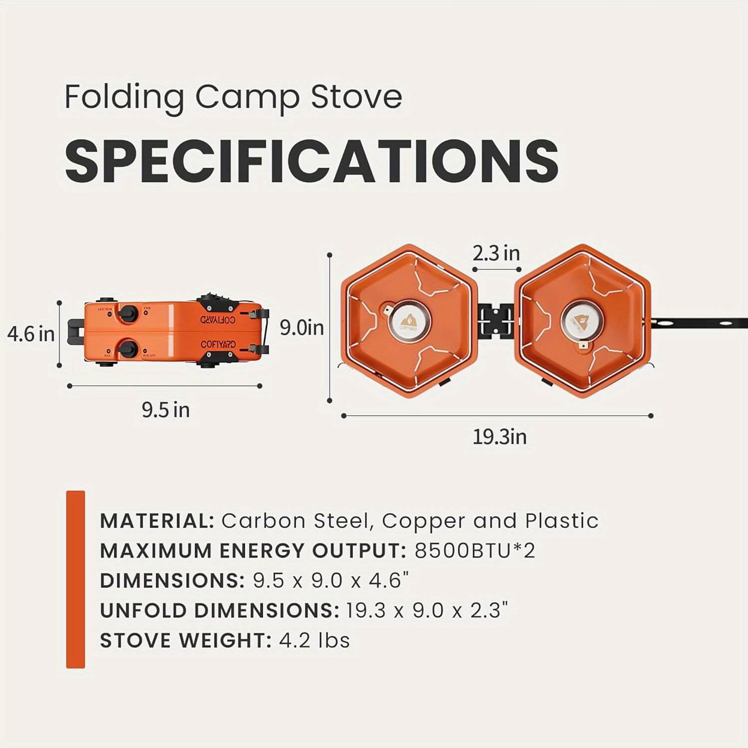 17,000 BTU Propane 2-Burner Foldalbe Camping Stove 01-goods 02