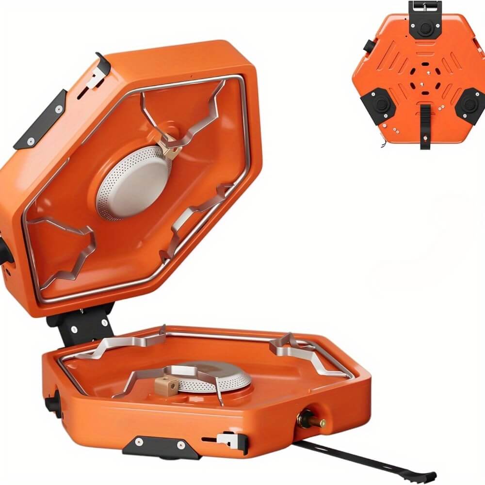 17,000 BTU Propane 2-Burner Foldalbe Camping Stove_orange