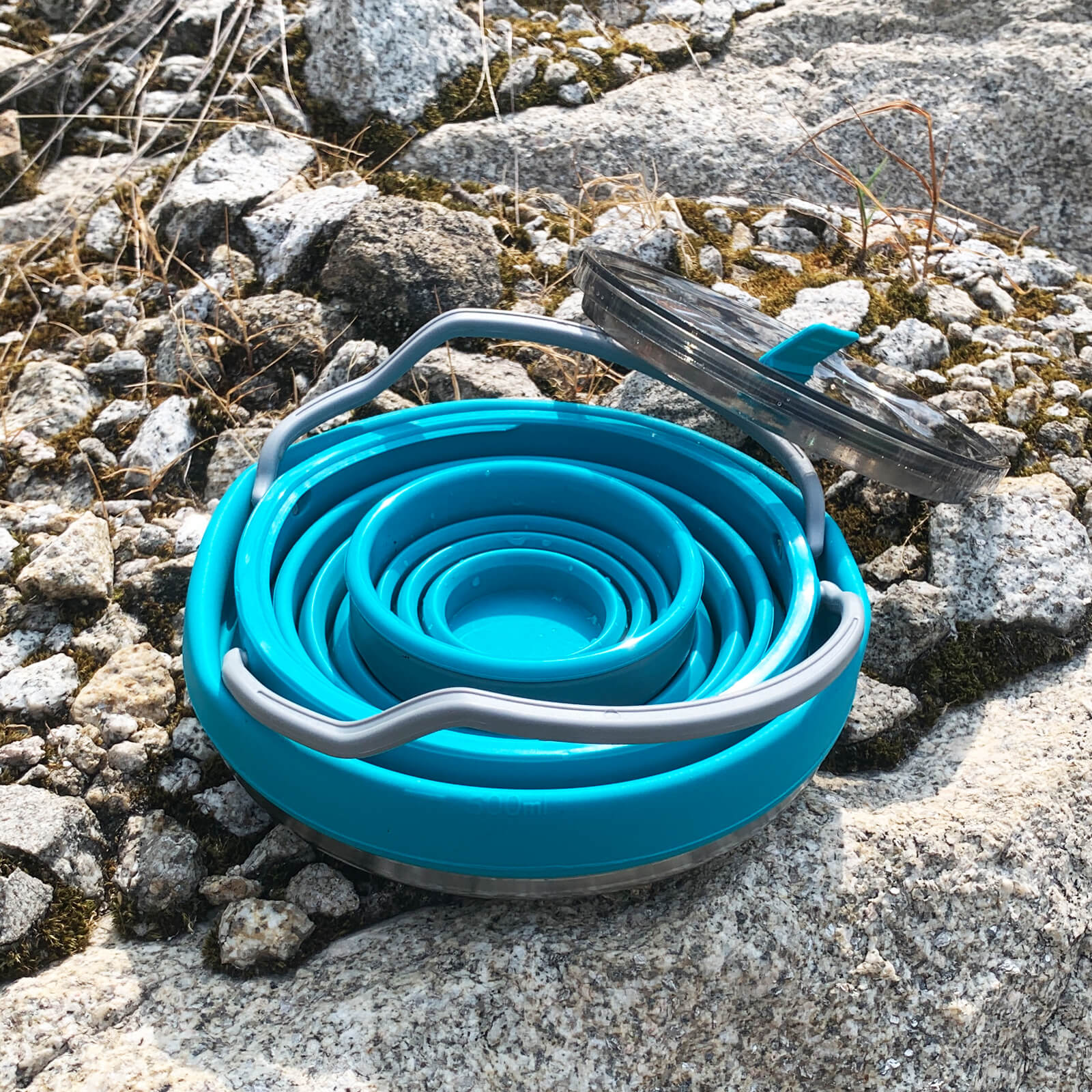 Collapsible Camping Kettle Set with Cup and Bowl – 1000ml Portable Cookware