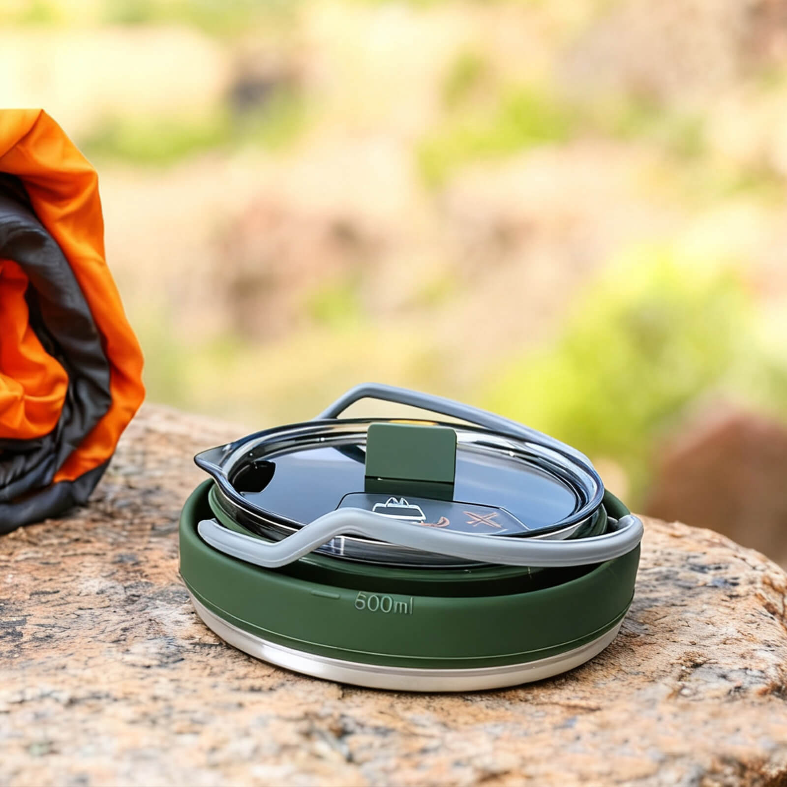 Collapsible Camping Kettle Set with Cup and Bowl – 1000ml Portable Cookware