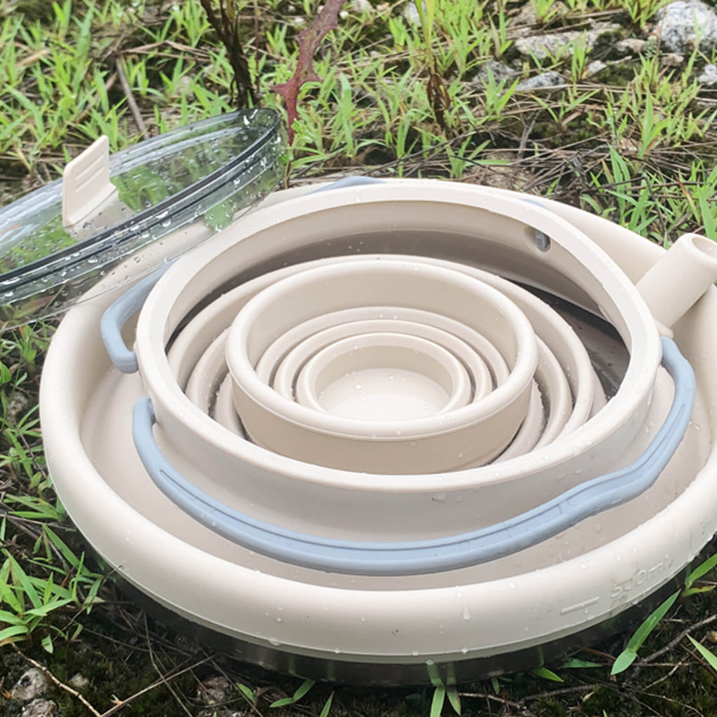 Collapsible Camping Kettle Set 1500ml with Cup and Bowl – Outdoor Cookware for 2–3 People