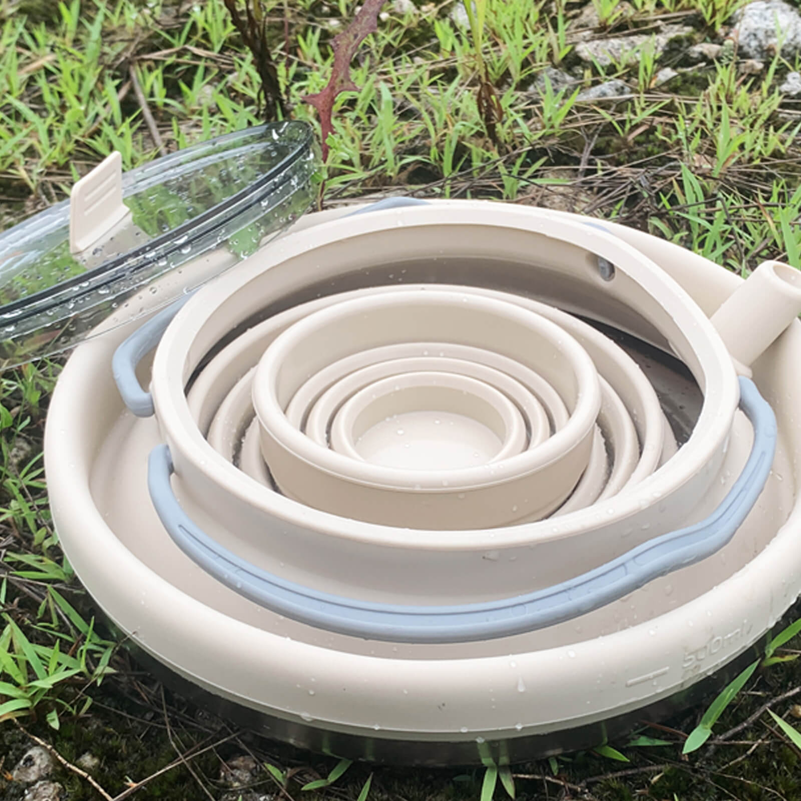 Collapsible Camping Kettle Set 1500ml with Cup and Bowl – Outdoor Cookware for 2–3 People