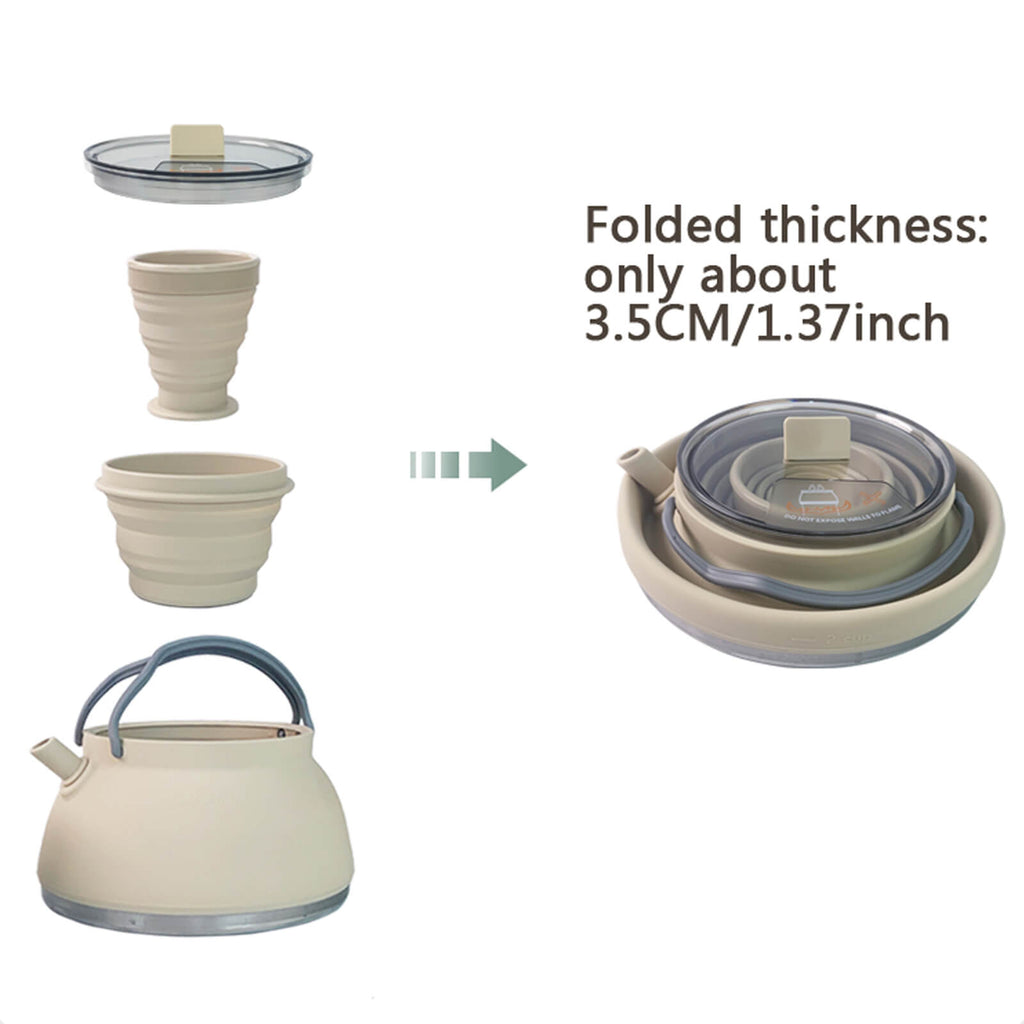 Collapsible Camping Kettle Set 1500ml with Cup and Bowl – Outdoor Cookware for 2–3 People