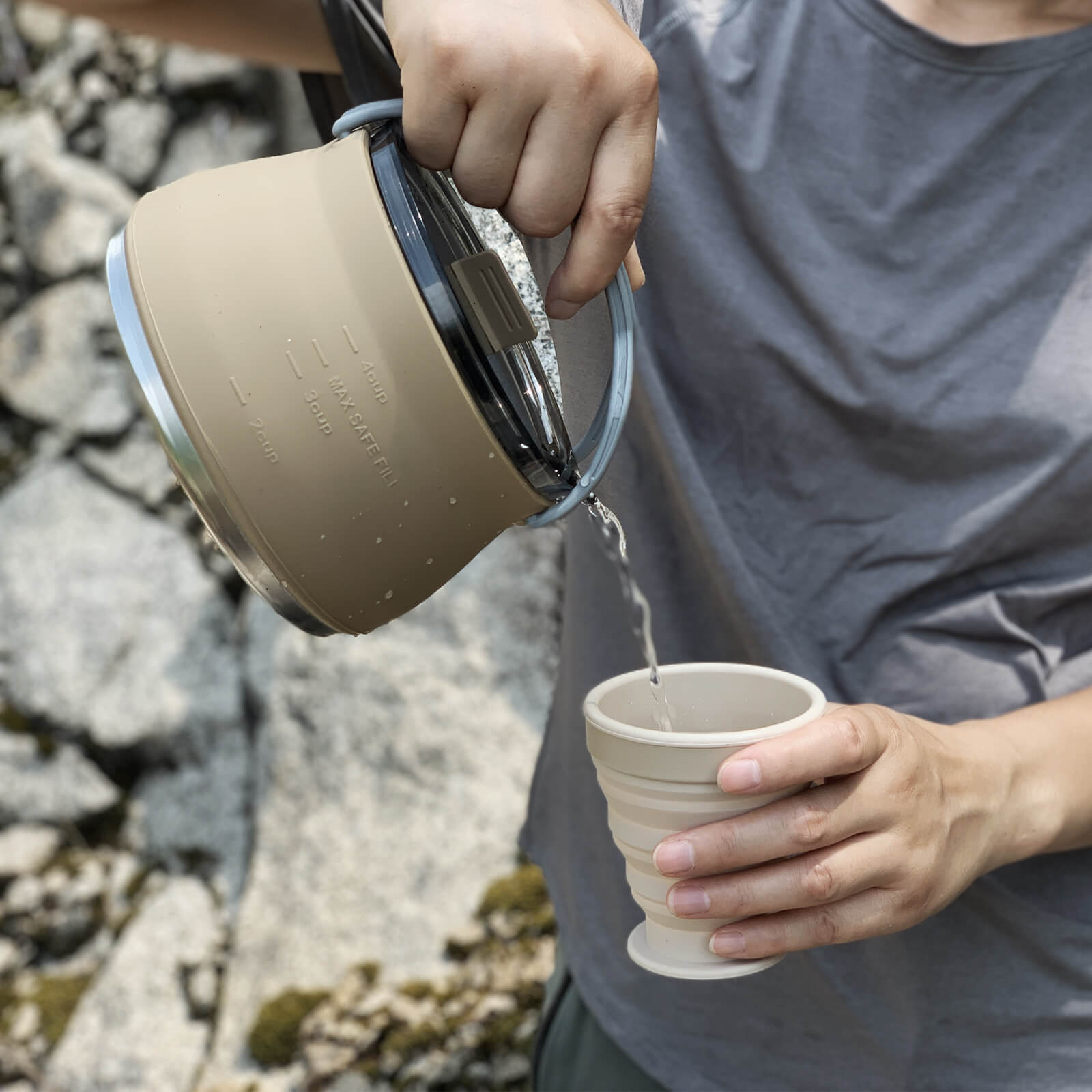 Collapsible Camping Kettle Set with Cup and Bowl – 1000ml Portable Cookware