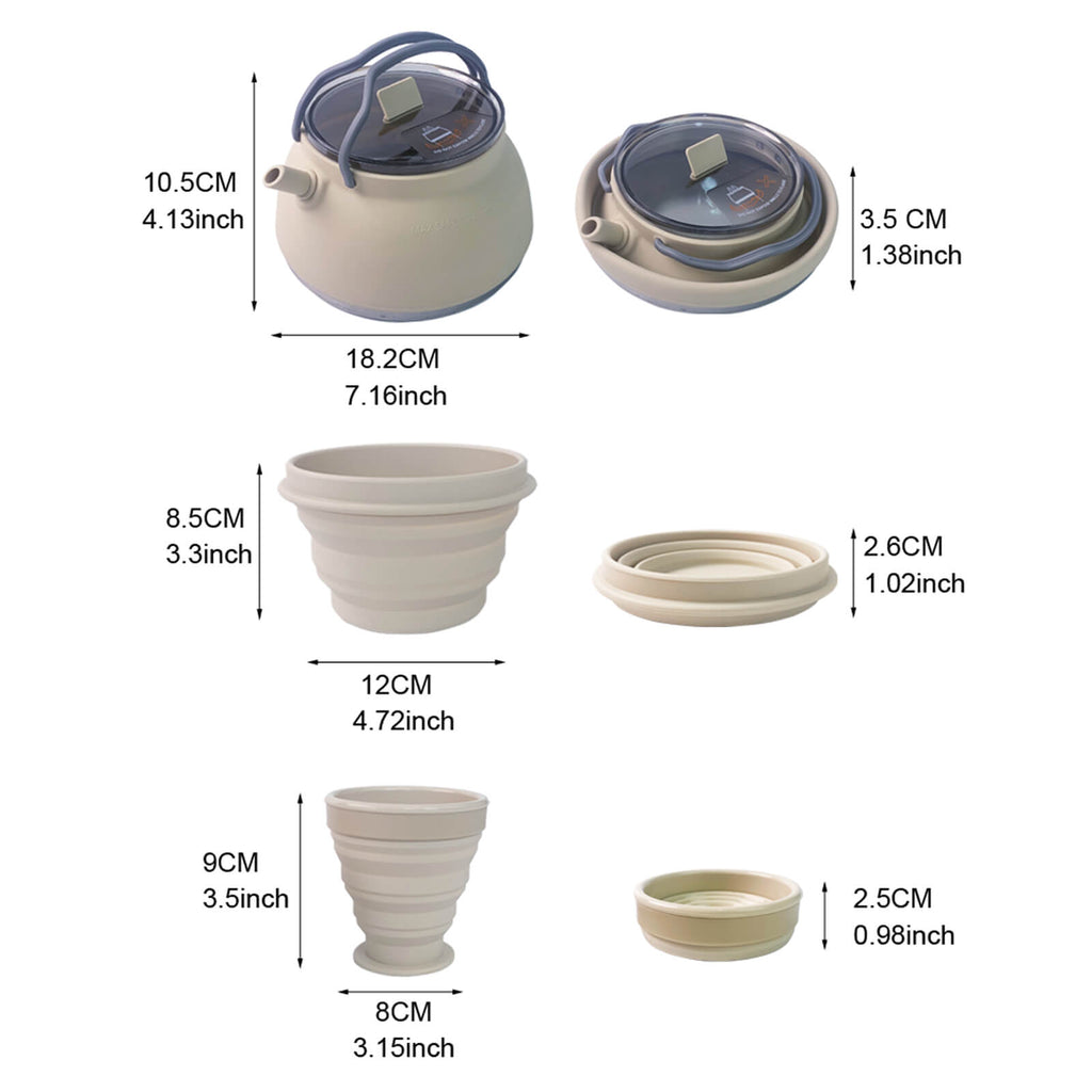 Collapsible Camping Kettle Set 1500ml with Cup and Bowl – Outdoor Cookware for 2–3 People