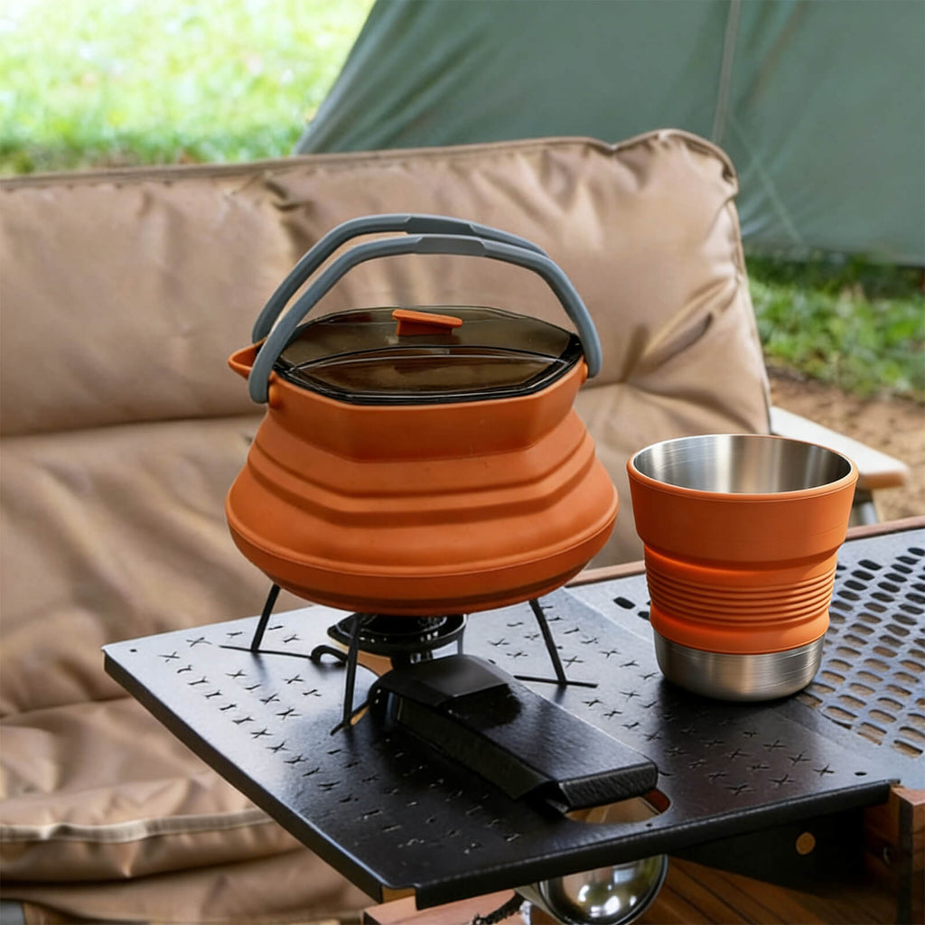 Collapsible Camping Kettle 34oz – Hex Foldable Hiking Kettle